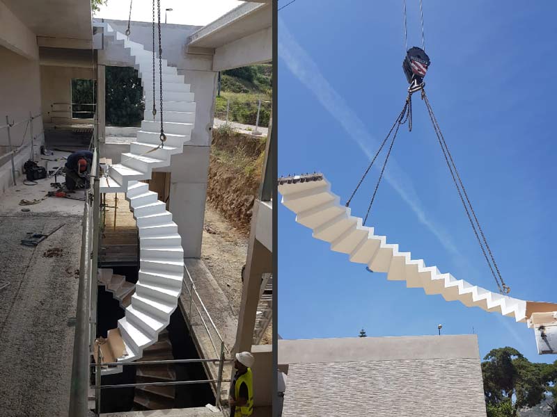 Instalación de escaleras Formex con grua